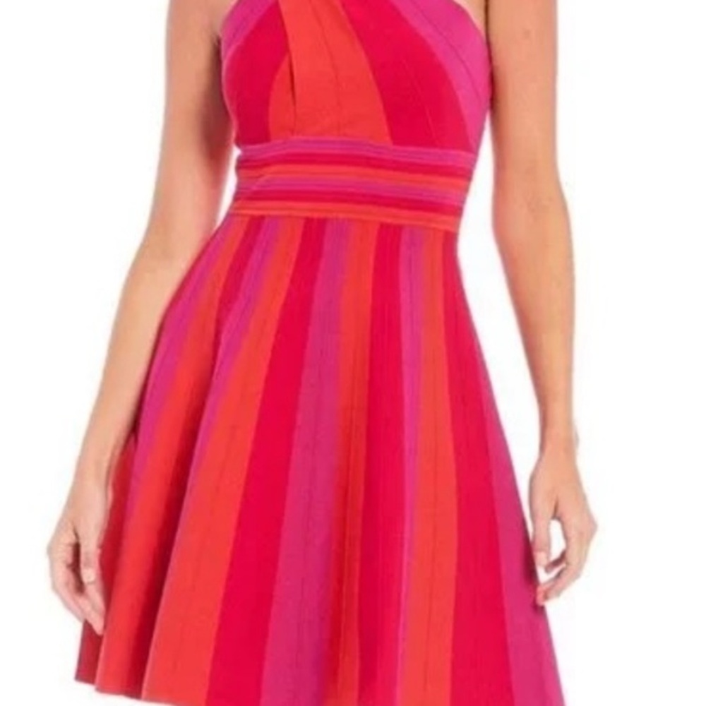 Ted Baker Pink and Orange Striped Mini Dress